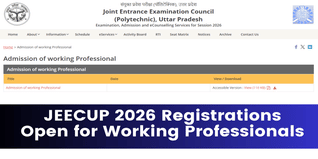 JEECUP 2026 Registrations Open for Working Professionals; Deadline April 30